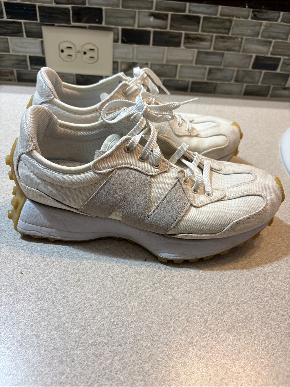 New Balance Women's Off-White Canvas & Suede Retro Runner Sneakers